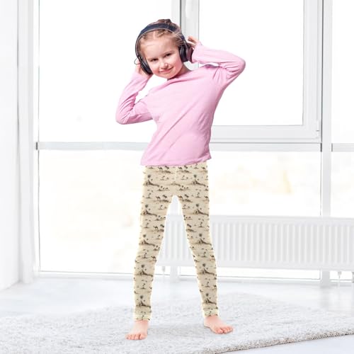 Girls' Athletic Leggings Ankle Length Yoga Dance Pants Kids Teen 4T Palm Trees Camel4