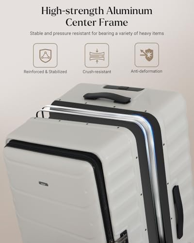 Luggage Sets 2 Pieces, 20/28 Inch PC Hardshell Suitcase with Spinner Wheels, 20 Inch Expandable Clamshell Carry On Luggage and 28 Inch Aluminum Frame Top Opening Checked Luggage (White)4