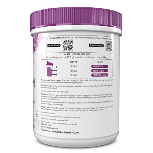 Image of HealthyHey Glow-N-Shine Marine Collagen Peptides |Type 1 Collagen Protein Supplement with Hyaluronic Acid | Amino Acids for Skin, Hair, Nails | Paleo Friendly, Non-GMO (Orange Flavour, 200g)