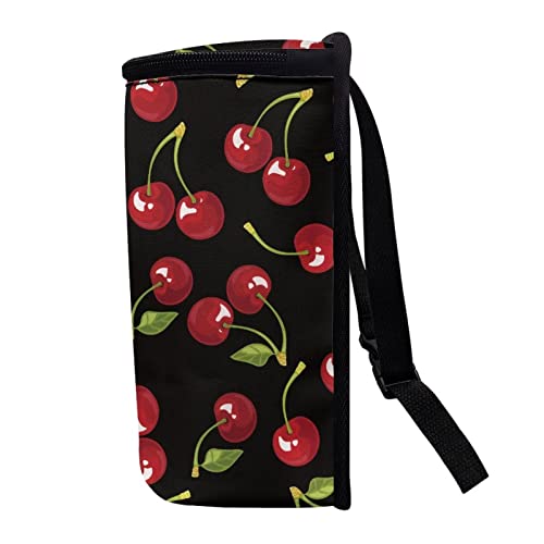Image of Talayituse Black Cherry Pattern Car Trash Can with Lid, Leak Proof Auto Trash Bag Hanging Vehicle Garbage Can Multipurpose Storage Container for Back Seat Road Trip
