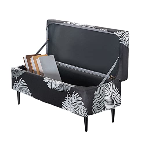 Image of FUANGUI Ottoman Cover Stretch Storage Ottoman Bench Slipcover Printed Folding Storage Bench Ottoman Cover Footrest Stool Slipcover Footstool Protector Cover with Elastic Bottom, Large