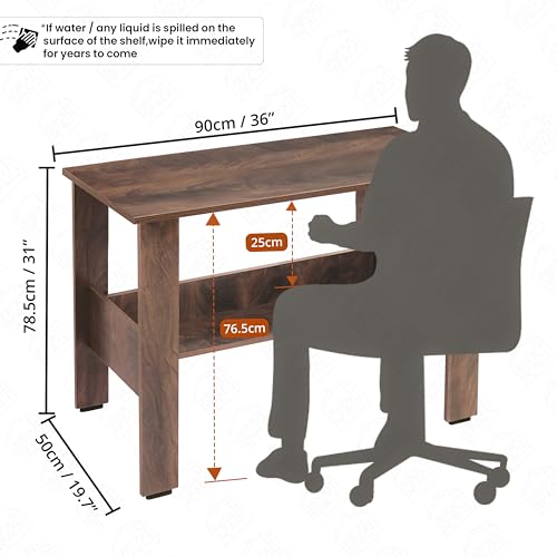 Image of ABOUT SPACE Study Table | Multipurpose Office Desk | Tables for Students & Adults | Engineered Wood Drawing Table | Table with Storage| Computer Table | Writing Table - (L90 x B50 x H78.5 cm - Walnut)