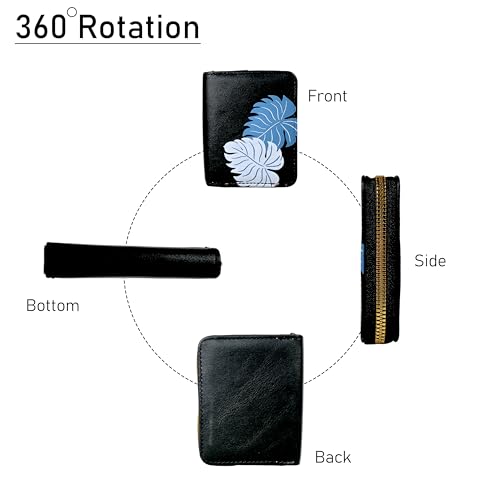 Image of Valerie Women Small Wallet Wallets For Girls Credit Card Holder Coin Purse Zipper Small Secure Card Case Cute Wallets Mini Wallets For Women (Black)