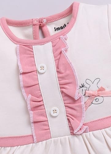 Image of Smart Baby Cotton Frock Set for Baby Girl - Stylish Soft Dress with Bloomer & Headband | 9-12 Months | Mint and White | Pack of 1