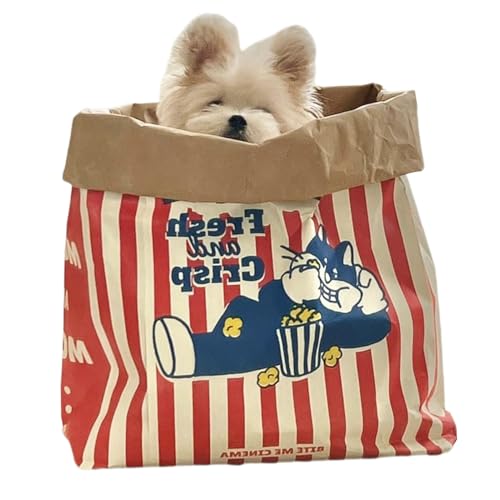 Faltbarer Katzentunnel - Popcorntüte Spielzeug | Verstecktes Interaktives Unterhaltungsspielzeug Katzen Hunde | Pädagogischer Entdeckungsspiel Tunnel Haustiere, Kraftpapier Material, 35x