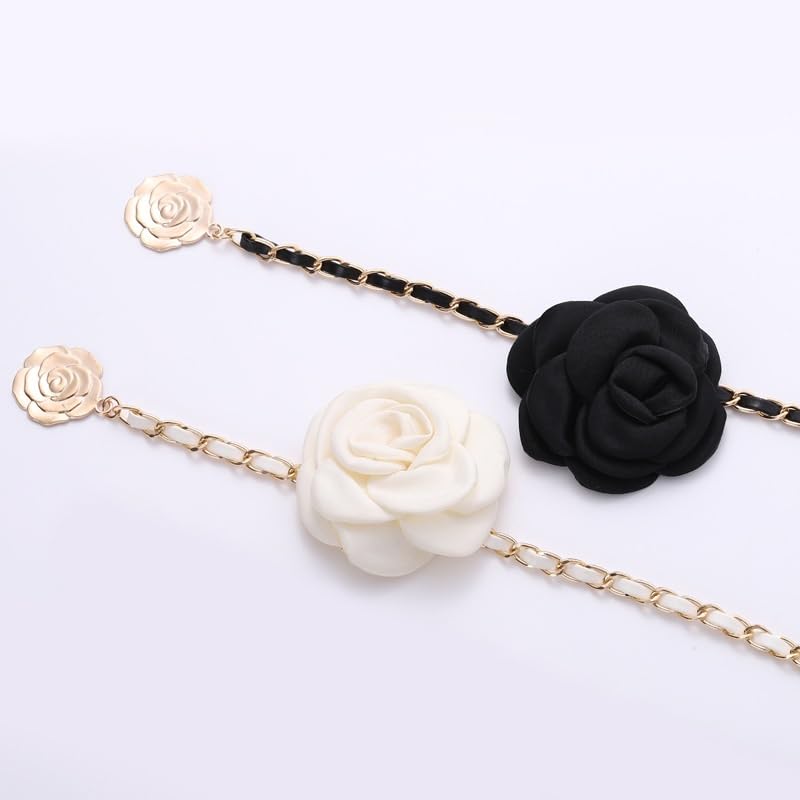 Waist Chain for Women to Decorate Sweater Waist Seal Metal PU Chain Large Flower Thin Belt4