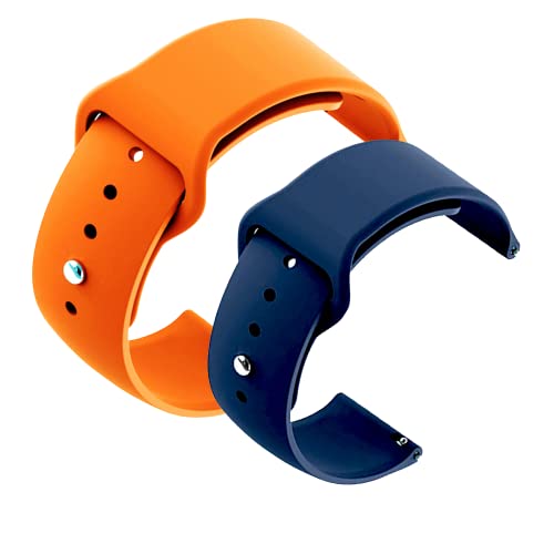 Image of YODI New Accessories Silicone 22MM Strap Belt Band for Smart Watch (Set of 2 Color) Combo Pack (Smart Watch NOT Included) (Orange-Blue)
