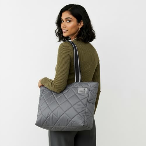 Image of COUNSELOR Tote Bag for Women, Premium Quilted, 11.8L Spacious Handbag with 16-inch Laptop Sleeve, Lightweight Durable Polyester Tote with Multiple Pockets, Travel & Everyday Use (AURA)
