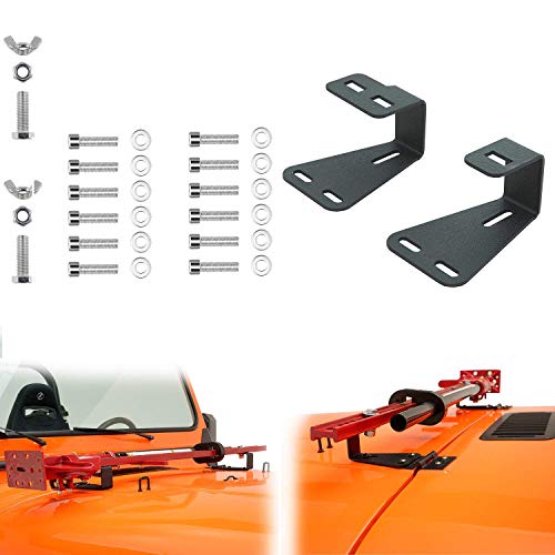 Support de fixation de capot de montage de charnière de montage à cric Hi-Lift compatibles avec Wrangler CJ 1944-1986 / YJ 1987-1995 / TJ 1997-2006 (paire,...