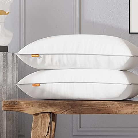 Sweetnight Bed Pillows - 100% Cotton Pillow For Sleeping,Hotel Quality Pillows For Side Stomach And Back Sleepers, 48 X 74 cm (Pack of 2) Cover
