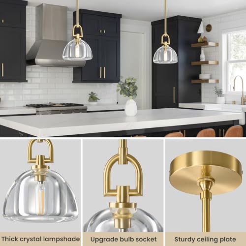 Image of Crystal Pendant Light Kitchen Island，Brass Hanging Pendants Lights
