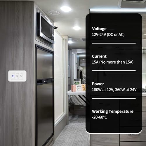 Image of RVZONE White 12‑24V PWM RV Dimmer Switch for LED Halogen Boat Camper Lights | 12‑24V High‑Side PWM Dimmer Switch, 3‑100% dimming with memory,15A, easy install for RV,van & boat lights