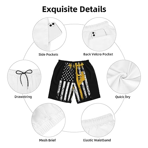 Yellow Lineman Mens Swim Trunks Quick Dry Swim Shorts Swimwear Bathing Suits with Pockets 6