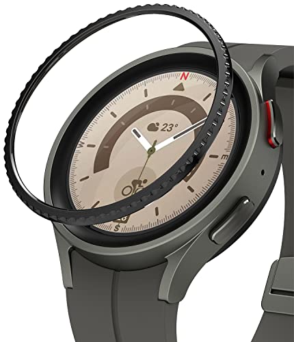 Ringke Bezel Styling Compatibile con Cover Samsung Galaxy Watch 5 PRO 45mm, Ghiera Anti Graffio Stainless Steel Adesivo Accessorio - 45-31 (ST) Black Nero