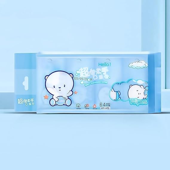 Sohansh Mini Baby Wipes – Disposable Pocket Travel Wet Tissues for Baby Hand & Face Care, Skin Cleaning & Makeup Removal-(1 Pack x 64 Wipes) (Pack of 1, Mini) 4