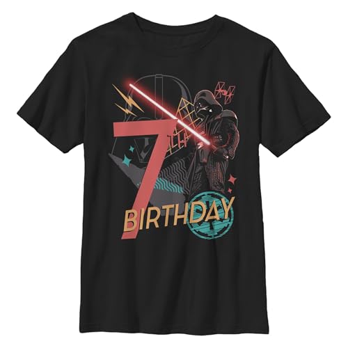 STAR WARS Boy's A New Hope Darth Vader 7th Birthday Abstract Background T-Shirt