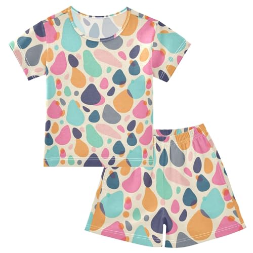 ALAZA Abstract Drops Pajamas Short Sleeve 2 Piece Sleepwear Top and Bottom Pajama Set Unisex