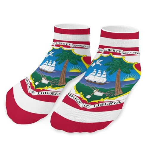 asbwuo Chaussettes courtes de sport basses à motif drapeau national du Libéria pour hommes et femmes