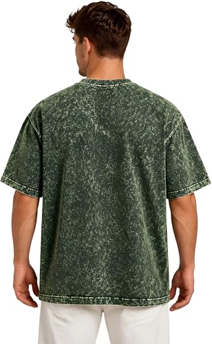 Image of Amazon Brand - Anarva Men's Oversized Acid Wash T-Shirt | Premium Cotton Relaxed Fit | Drop Shoulder Half Sleeve Casual Streetwear Tee for Men