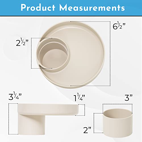 Image of My Travel Tray Round, USA made. Convert Existing Cup Holder to Tray and Cup Holder for Kids Car Seat, Booster, Stroller, Golf Cart and More! Beige