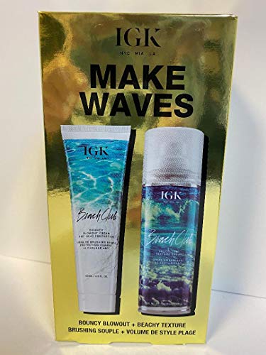 IGK Make Waves Kit - Beach Club Blowout Cream 4.5oz & Volumizing Texture Spray 5oz