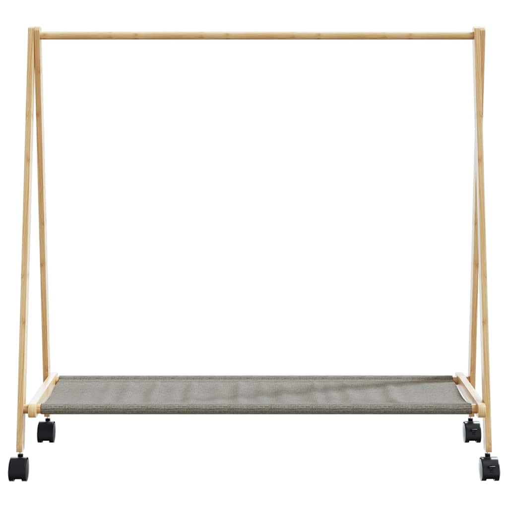 Kleiderständer mit Ablagen und Rollen Bambus 106x34x106,5 cm freistehend zusammenklappbar mit Haken platzsparend stabil für Schlafzimmer Flur und Wohnzimmer