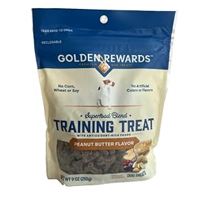 Golden Rewards Superfood Blend Training Treats Peanut Butter Flavor (1) 9oz Bag