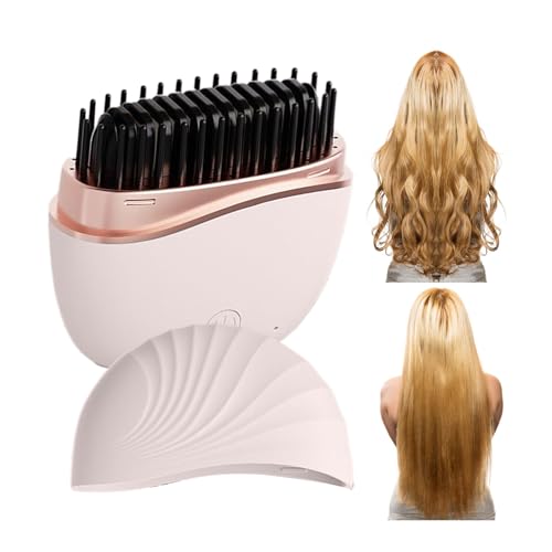 Cepillo Alisador Inalámbrico: Peine Eléctrico Con 3 Ajustes De Temperatura, Tecnología De Cerámica Anti Quemaduras, Eliminador De Encrespamiento De Estilo Rápido, Plancha Portátil Del Tamaño De Un Bol Cepillo Alisador Inalámbrico: Peine Eléctrico Con 3 Ajustes De Temperatura, Tecnología De Cerámica Anti Quemaduras, Eliminador De Encrespamiento De Estilo Rápido, Plancha Portátil Del Tamaño De Un Bol