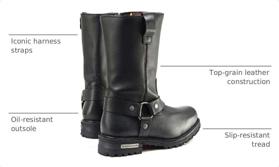 Image of Milwaukee Leather Men's Classic Harness Motorcycle Boots - Wide Width | Premium Material, Square Toe, Rider Ready, Durable Everyday Wear, Wide Size