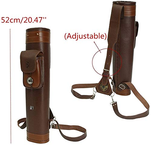 Pezicco Quiver Traditional Leather Archery Arrow Bow Bag Shoulder Pouch Handmade Straps Belt Bag Quiver Hunting for Outdoor Sport Games Hunting - Thumbnail 2