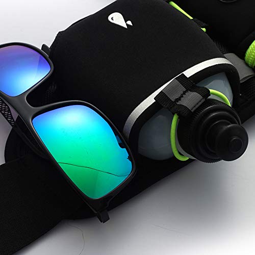 Ajcoflt Bolsa de cintura Cinto de corrida com garrafas de água Bolsa de telefone à prova d'água par