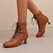 CSRZPMG Women Victorian Ankle Boots Fall Winter Renaissance Kitten Heel Retro Mid Calf Fashion Dress Boots Chunky Heel Lace up Round Toe High Heel Booties