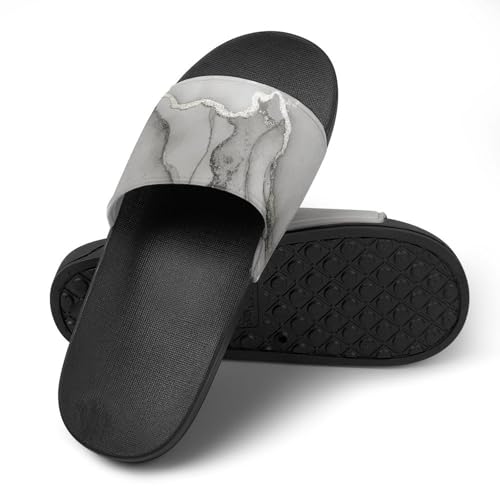 Gray Art Marble PVC Slippers Sandals for Women Men Open Toe Soft Cushioned Non-Slip Sandal for Indoor Outdoor4