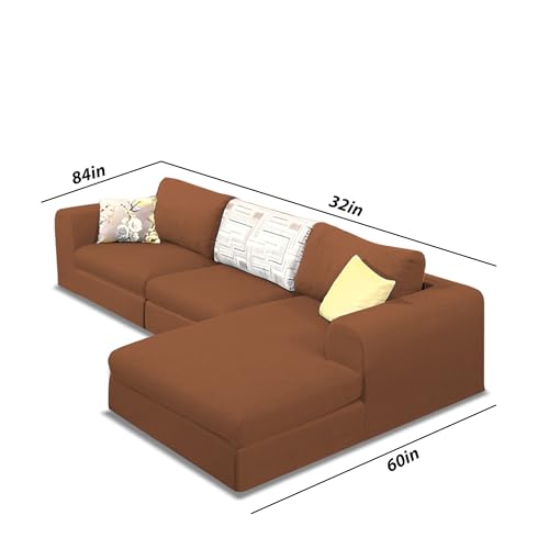 Image of Koza RHS 4 Seater L Shape Sofa Set for Living Room (Brown Fabric) Premium Fabric Sofa