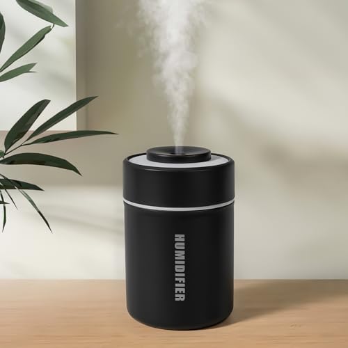 Portable Mini Humidifier, 180ml USB Cool Mist Small Humidifiers for Bedroom, Personal Desktop Humidification for Car Office Travel & Indoor Plants(Black)