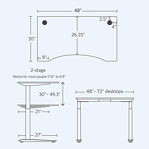 Image of Fully Jarvis Standing Desk 48 inch x 30 inch Natural Bamboo Top - Electric Adjustable Desk Height from 30 inch to 49.3 inch with Memory Preset Controller (Contour, Black Frame)