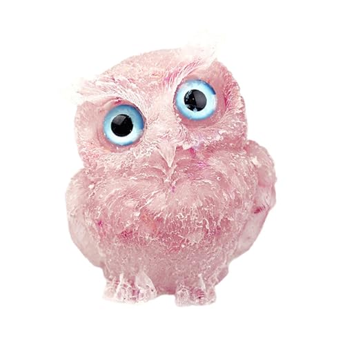 Eulenstatue Skulptur Stein - Edelstein-Tierfiguren, Eulen-Statuen-, Natürliche Kristallkies-Harz | Edelstein-Eulenstatue, Handgeschnitzter Kristall-Tierstein Für Wohnzimmer, Kamin, Bücherregal