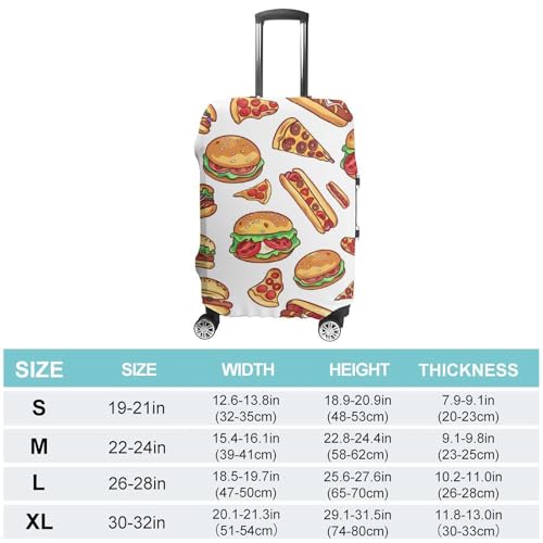 Fast Food Burger Hot Dog Pizza Travel Luggage Cover Suitcase Protector Anti-scratch Suitcase Cover Washable Baggage Covers S2