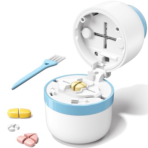 Daviky Pill Cutter 1/4, Adjustable Pill Cutter Splitter for Small and Tiny Pills with Accurate Alignment, Dual Safety Blades, Tablet Cutter for Small or Large Pills, Vitamins, Medication, Easy to Use