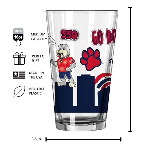 Image of Logo Brands NCAA 16 oz Pint Glass - Durable Glass With Bold Team Color- Chip-Resistant Rim Drinkware For Fans, Tailgates, Home Bars & Everyday Use