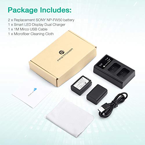 Firstpower Np-Fw50 Battery 2-Pack And Usb Dual Charger Compatible With Sony A6000 A6300 A6400 A6500 A7 A7Ii A7Rii A7Sii A7S A7S2 A7R A7R2 A5100 A5000 Rx10 Rx10Ii Iii Cameras #TOP7