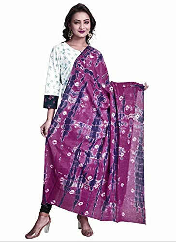 Image of Women's Pure Cotton Multi-Colored Traditional Authentic Tie Dye with Bandhej Bandhani Dupatta Chunni