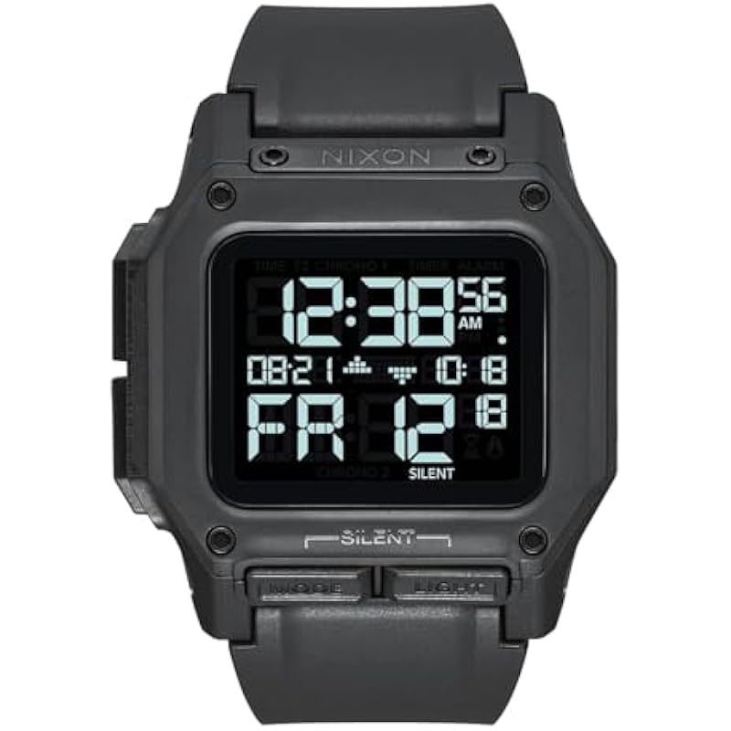 NIXON Regulus A1180 - 100m Water Resistant Mens Digital Sport Watch (46mm Watch Face, 29mm-24mm Pu/Rubber/Silicone Band) Black