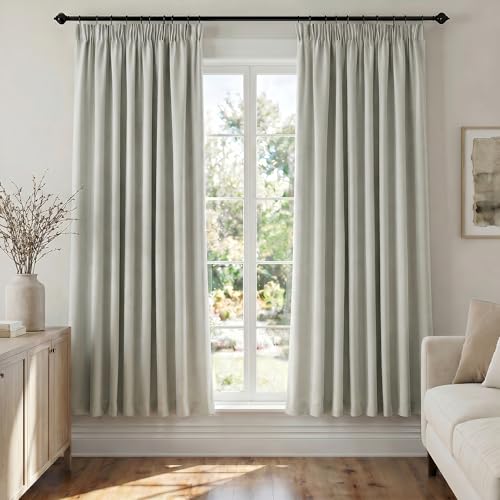 Deconovo Cortinas Salón y Dormitorio Opacas 140x175 cm, 2 Paneles, Cortinas Térmicas Aislantes Frío y Calor con Cinta Fruncidora, Oeko-Tex, Blanco Crema
