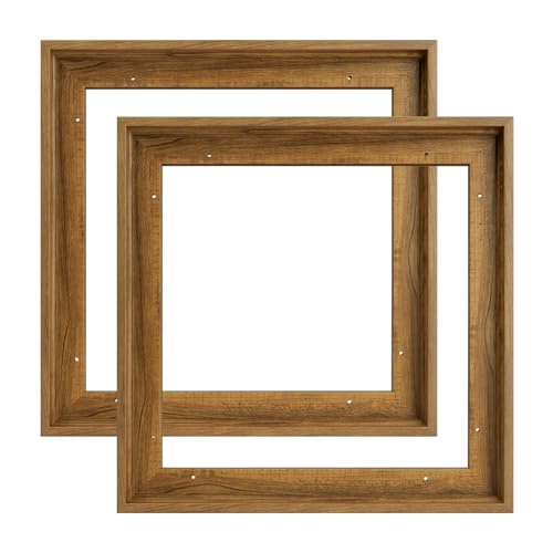 FOLKOR Canvas Floater Frame for 8x8 Prints or Oil Paintings, 2 Pack 0.9 Inch Depth Floating Frame for Stretched Canvas Art, Home Office Gallery Wall Decor, Horizontal or Vertical Display (Brown)