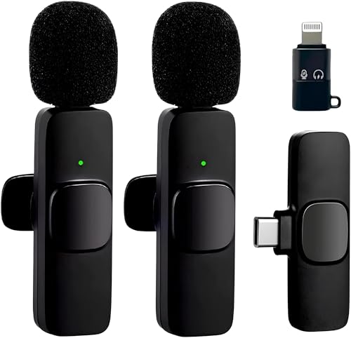 Microfone de Lapela Sem Fio Premium para Celular e PC com 2 Unida...