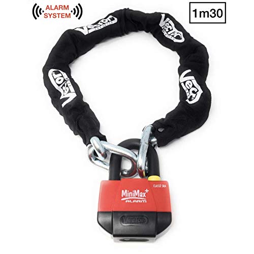 Vector Kit antivol chaîne 1,30m + cadenas/bloque-disque MiniMax Alarm+ SRA