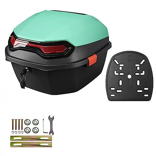 AVIITI Motorcycle ABS Top Box, Universal Scooter/Motorbike Luggage Helmet Storage Topcase, with Reflector and Mounting Hardware,Green,41x41x29cm