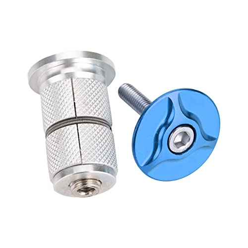 Expansor de Tapa Superior de Auriculares de Aleación de Aluminio para Bicicleta de 1/1,25 Pulgadas, Reutilizable con Llave Hexagonal, Imprescindible para Bicicletas de (Blue)