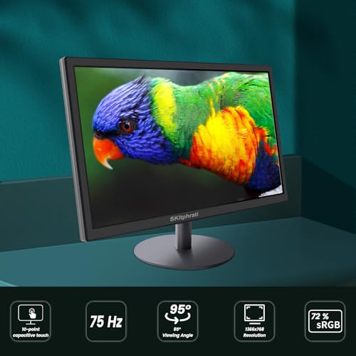 Image of SKitphrati 18.5 Inch Touchscreen Monitor HD 1366x768, VESA Wall Mountable, 10-Points Computer Touch Screen PC Display with Type-B HDMI VGA Port, 75Hz Desktop Touch Display, Black